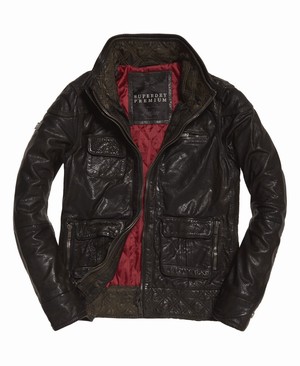 Superdry Tarpit Leather Férfi Kabát Fekete | LNHJG8247